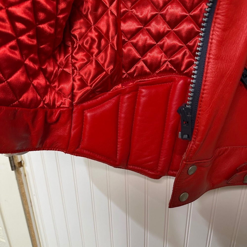 Vintage Honda Leather Motorcycle Racing Jacket Red White Blue Mens Size 42 - Picture 9 of 16